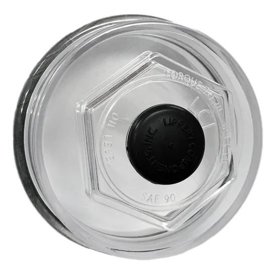 Clear oil cap for 8,000 lb Lippert axle allowing visual oil inspection