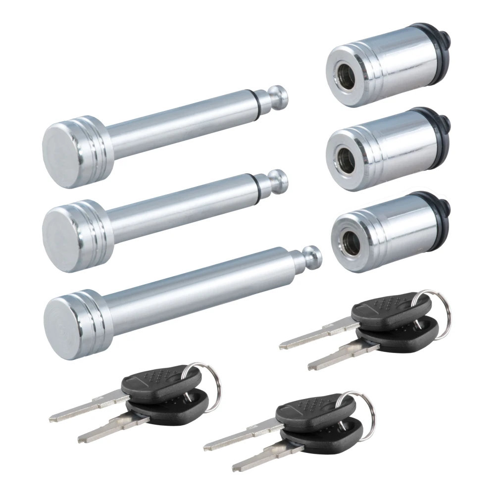 CURT Rambler tow bar lock set securing RV and towed vehicle connection points