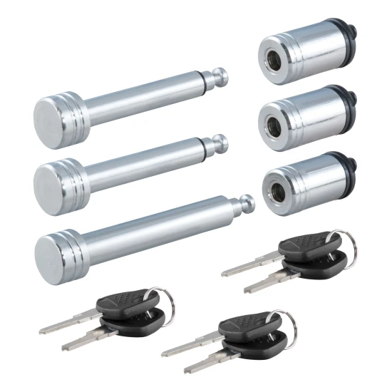 CURT Rambler tow bar lock set securing RV and towed vehicle connection points