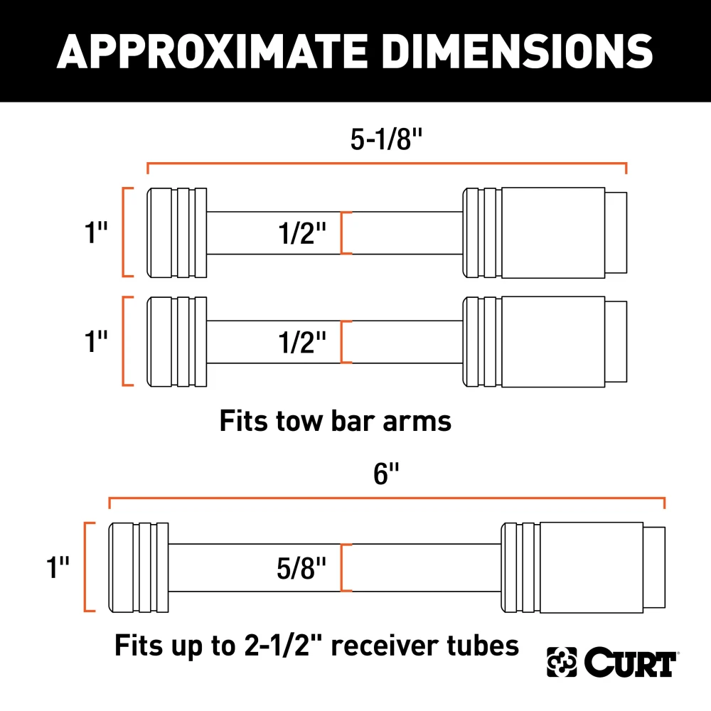 CURT Rambler tow bar lock set securing RV and towed vehicle connection points