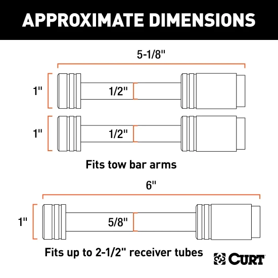 CURT Rambler tow bar lock set securing RV and towed vehicle connection points