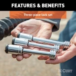 CURT Rambler tow bar lock set securing RV and towed vehicle connection points