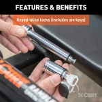CURT Rambler tow bar lock set securing RV and towed vehicle connection points