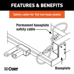 36-inch tow bar base plate safety cable with vinyl coating, rated for 3,500 lbs