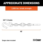 CURT safety chain with zinc-plated finish and sturdy S-hooks, 48 inch length