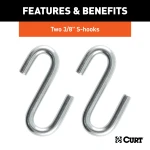 CURT safety chain with zinc-plated finish and sturdy S-hooks, 48 inch length