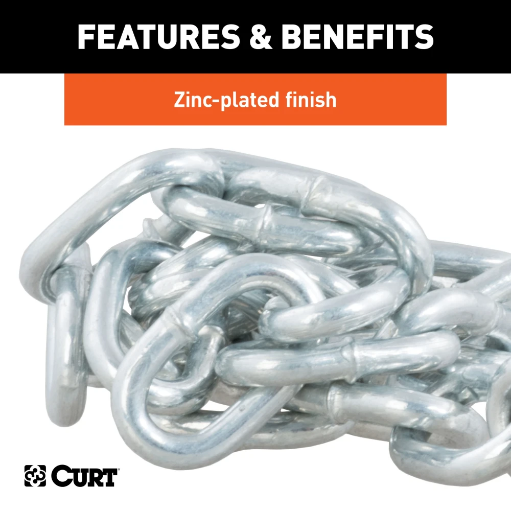 CURT safety chain with a sturdy S-hook and 27 inch length, ideal for secure towing.