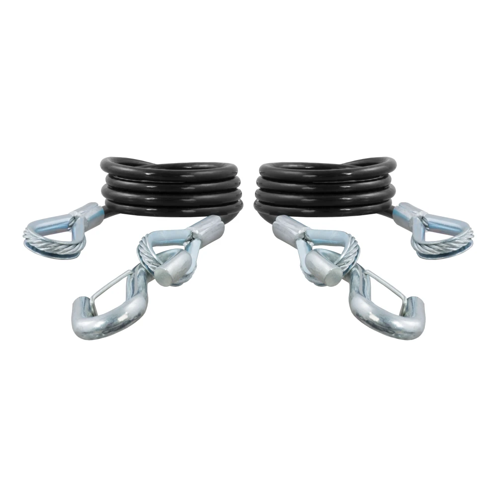 CURT safety cables, coiled design, vinyl coating, 3500 lbs break force, towing safety