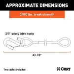 CURT safety cables, coiled design, vinyl coating, 3500 lbs break force, towing safety