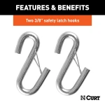 CURT safety cables, coiled design, vinyl coating, 3500 lbs break force, towing safety