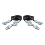 CURT safety cables coiled with vinyl coating and secured latch hooks, 7500 lbs capacity