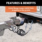 CURT safety cables coiled with vinyl coating and secured latch hooks, 7500 lbs capacity