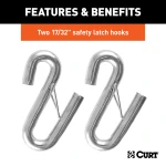 CURT safety cables coiled with vinyl coating and secured latch hooks, 7500 lbs capacity