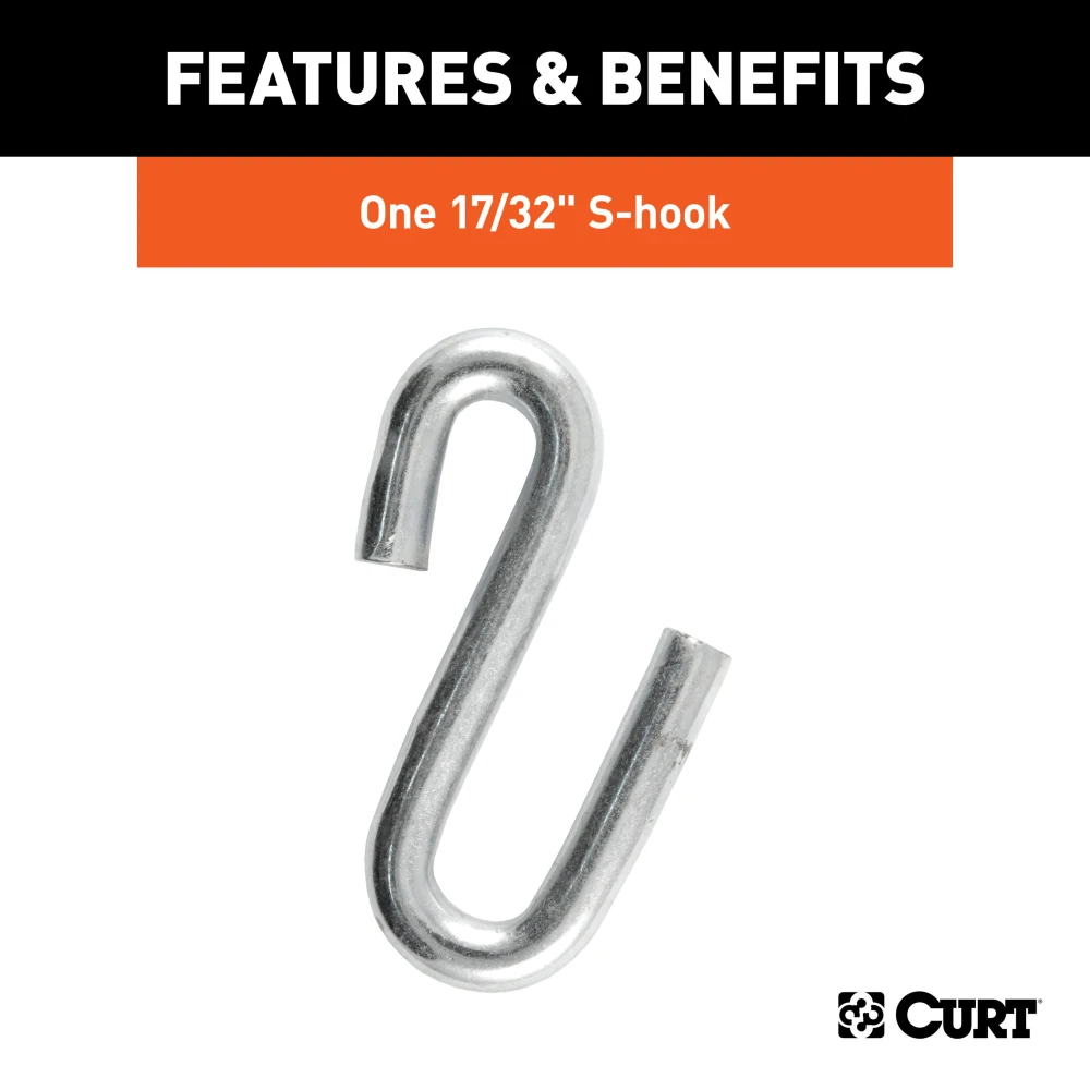 CURT Safety Chain featuring a 7,000 lbs capacity with attached S-hook for secure trailer towing