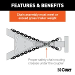 CURT Safety Chain featuring a 7,000 lbs capacity with attached S-hook for secure trailer towing