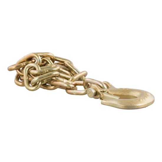 CURT grade-70 certified steel safety chain with clevis hook, 12,600 lbs capacity