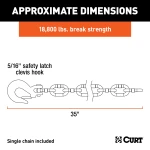 CURT safety chain with clevis hook, grade-70 steel, 18,800 lbs capacity