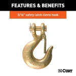 CURT safety chain with clevis hook, grade-70 steel, 18,800 lbs capacity