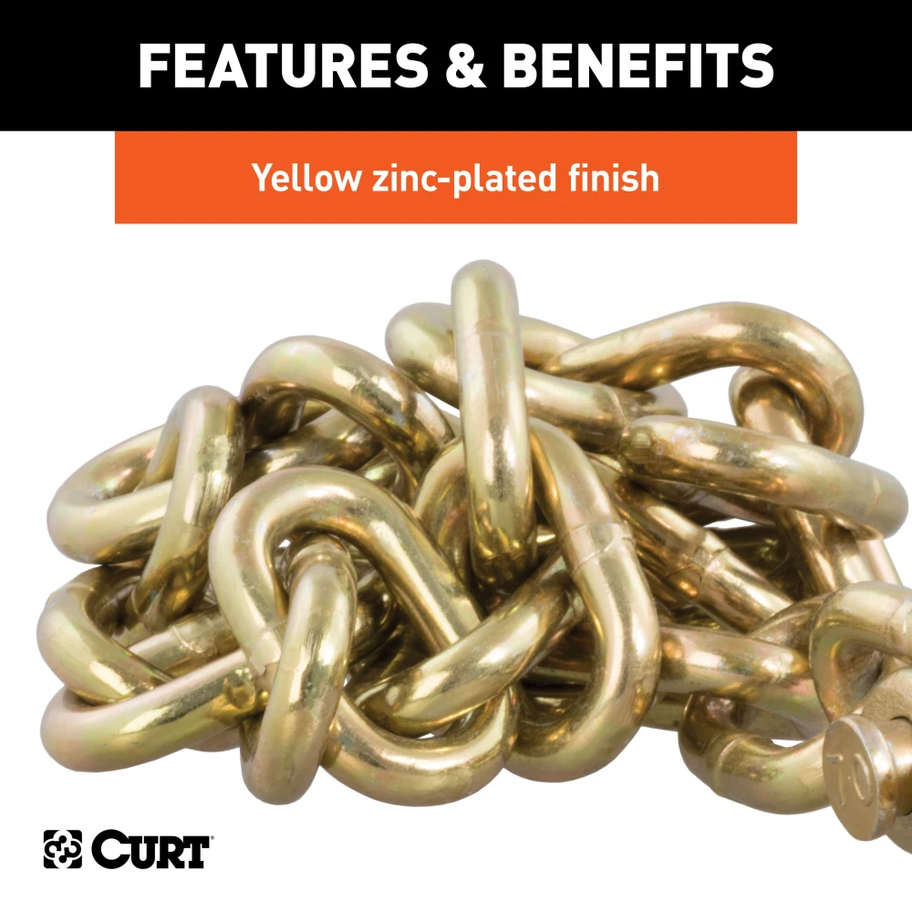 CURT safety chain with clevis hook, grade-70 steel, 18,800 lbs capacity