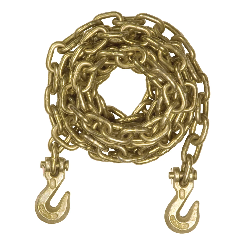 Grade-70 steel transport binder safety chain by CURT with clevis hooks for heavy-duty cargo, 18,800 lbs capacity.