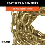 Grade-70 steel transport binder safety chain by CURT with clevis hooks for heavy-duty cargo, 18,800 lbs capacity.