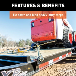 CURT transport binder safety chain with clevis hooks, designed for heavy-duty towing.