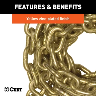 CURT transport binder safety chain with clevis hooks, designed for heavy-duty towing.
