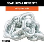 CURT heavy-duty steel safety chains featuring a clevis hook for secure trailer towing