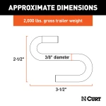 CURT S-hook with heat-treated steel and zinc-plated finish for trailer safety chains