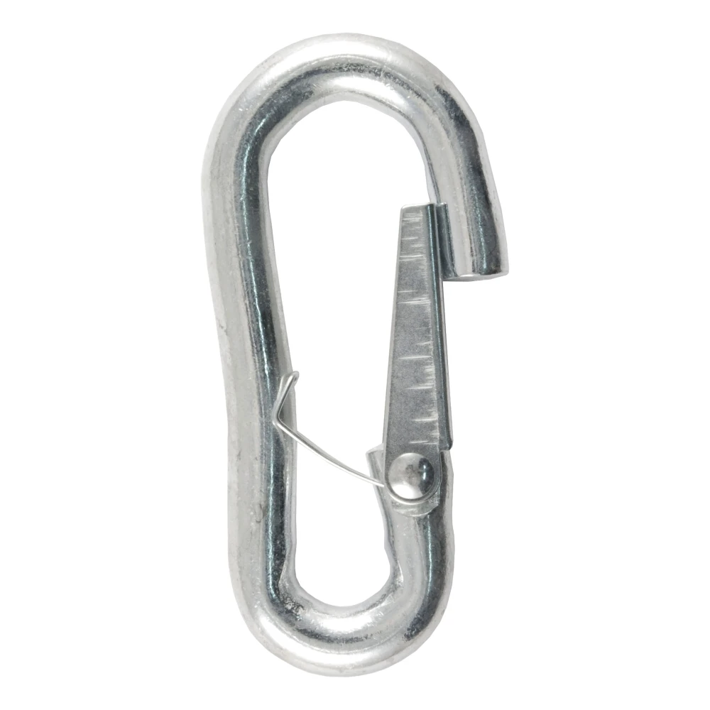 CURT snap hook with spring-loaded latch and zinc-plated finish for safe towing.
