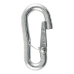 CURT snap hook with spring-loaded latch and zinc-plated finish for safe towing.