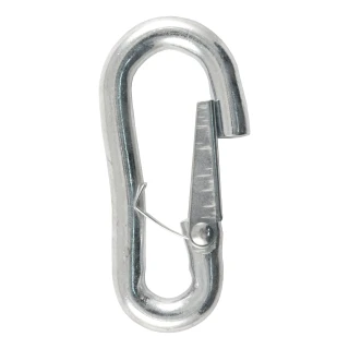 CURT snap hook with spring-loaded latch and zinc-plated finish for safe towing.