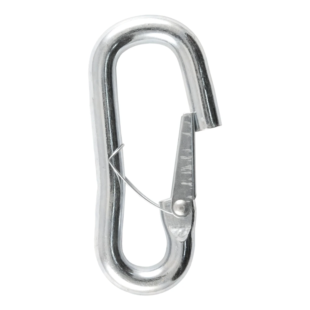 CURT snap hook with spring-loaded latch, zinc-plated finish, for secure trailer chain connection