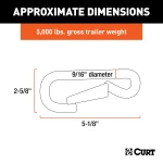 CURT snap hook with spring-loaded latch, zinc-plated finish, for secure trailer chain connection