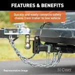 CURT snap hook with spring-loaded latch, zinc-plated finish, for secure trailer chain connection