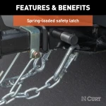 CURT snap hook with spring-loaded latch, zinc-plated finish, for secure trailer chain connection