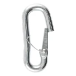 CURT steel snap hook featuring a spring-loaded safety latch for secure towing connections.
