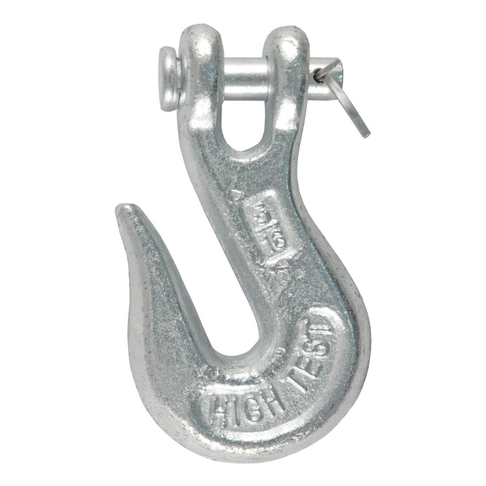 Heavy-duty CURT 5/16-inch clevis hook with zinc finish for towing safety