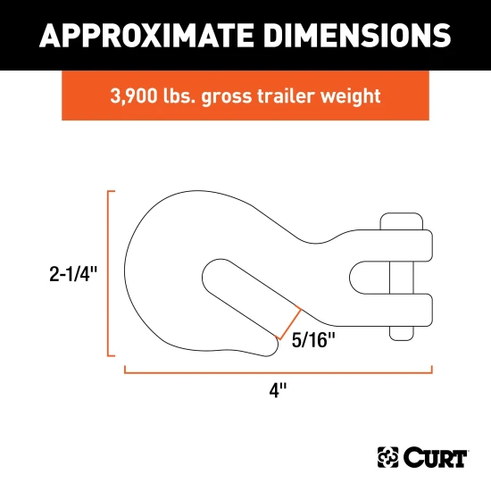 Heavy-duty CURT 5/16-inch clevis hook with zinc finish for towing safety