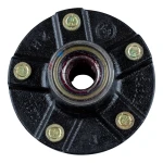 Lippert Idler Hub Assembly for 2,200 lb trailer axles with 5 on 4.5” bolt pattern, solid iron, including bearings and seal.