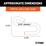 CURT S-hook with zinc-plated finish for towing safety, 3,500 lbs capacity