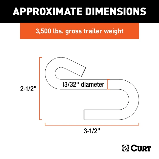 CURT Certified Zinc-Plated S-Hook for Towing Safety Chains CURT S-hook with zinc-plated finish for towing safety, 3,500 lbs capacity