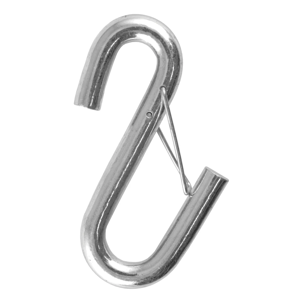 CURT certified S-hook for towing safety with a zinc-plated finish and safety latch