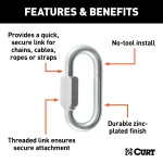 CURT quick link with zinc-plated finish, ideal for towing and outdoor use