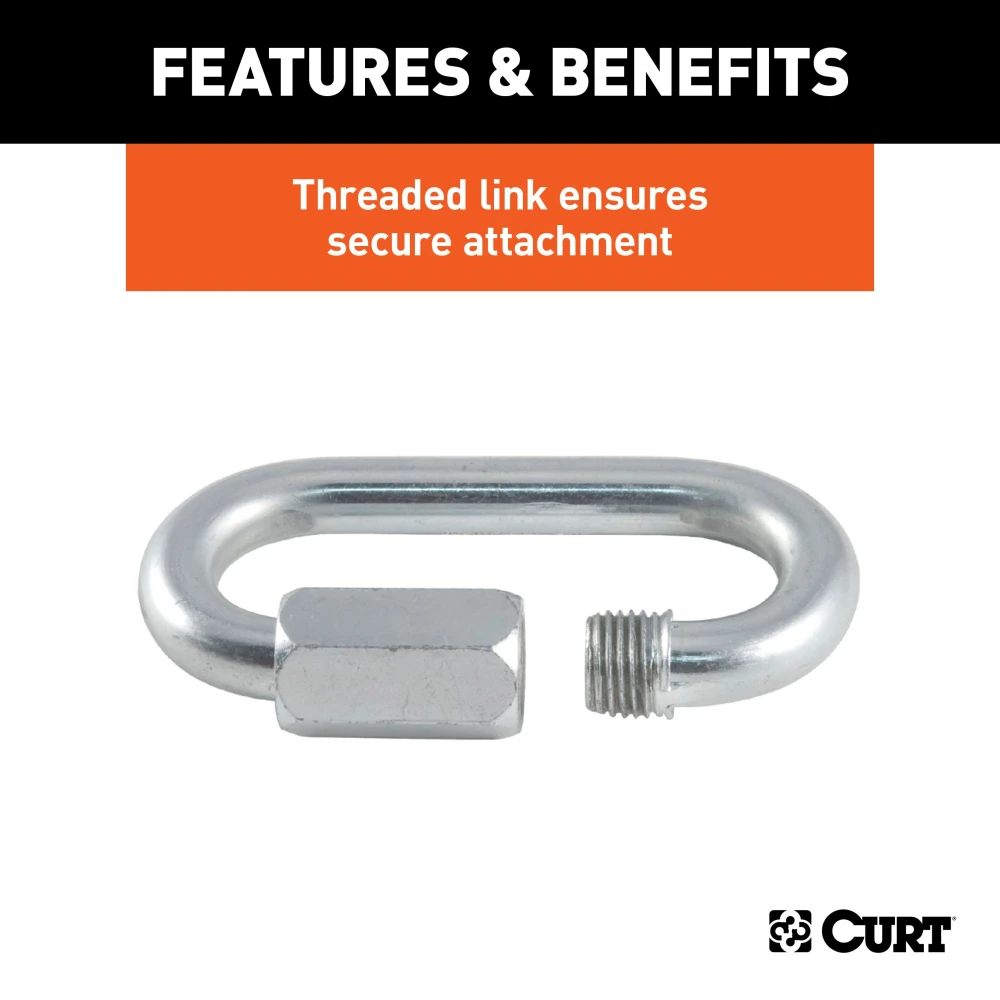 CURT quick link with zinc-plated finish, ideal for towing and outdoor use