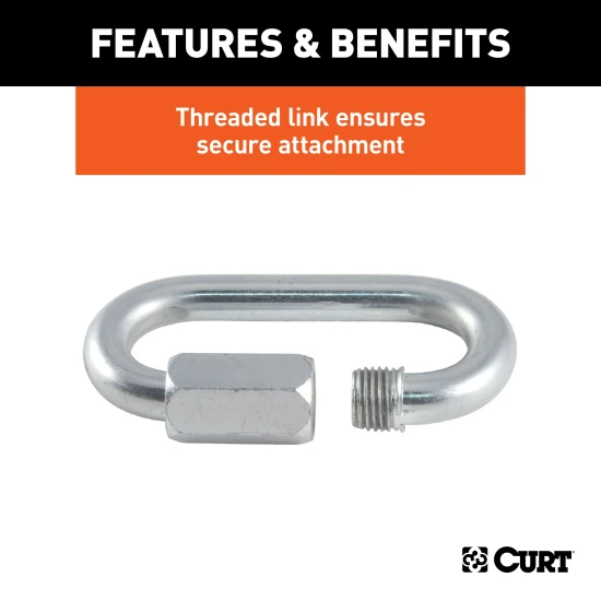CURT quick link with zinc-plated finish, ideal for towing and outdoor use