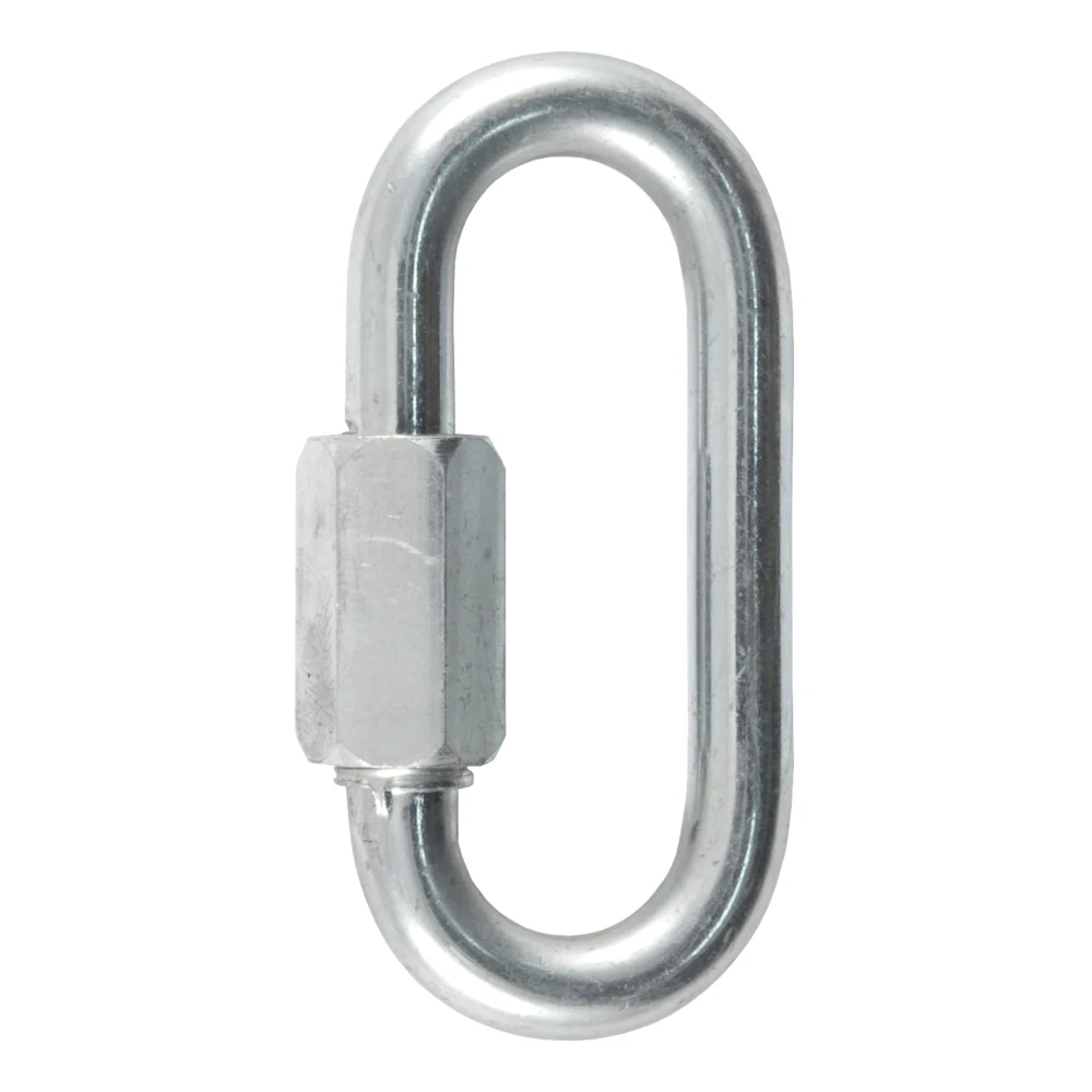 CURT quick link with threaded end and zinc-plated finish for secure chain connection, 8800 lbs. strength