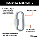 CURT quick links, versatile tool with 13,200 lbs breaking strength