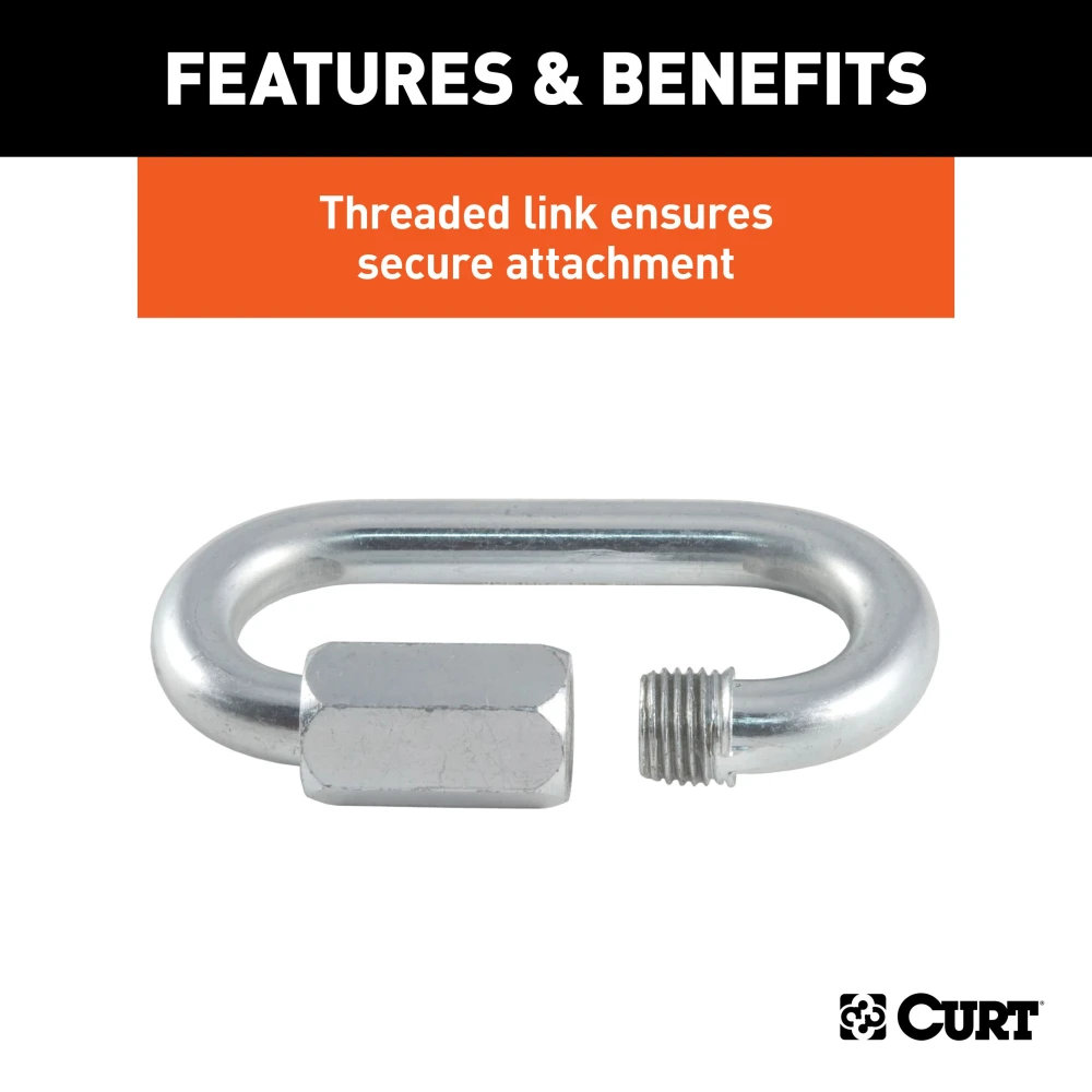 CURT quick link with threaded end and barrel screw for secure connections.