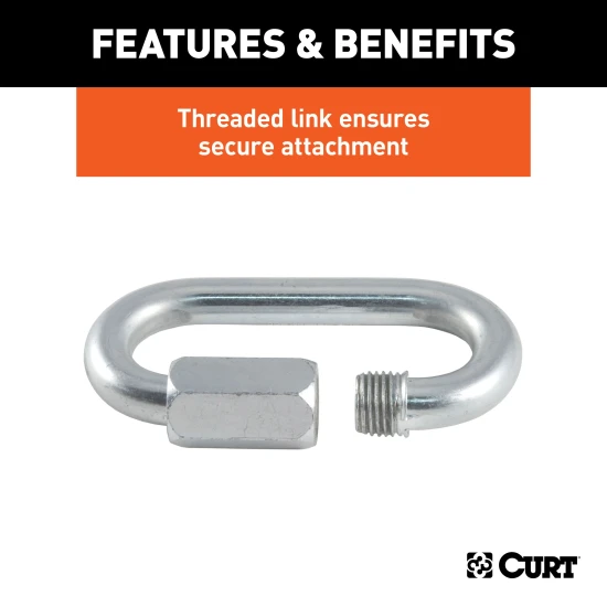 CURT quick link with threaded end and barrel screw for secure connections.